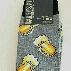 Beer Mugs Men’s Crew Shoe Size 6.5-12 Sock Size 7-